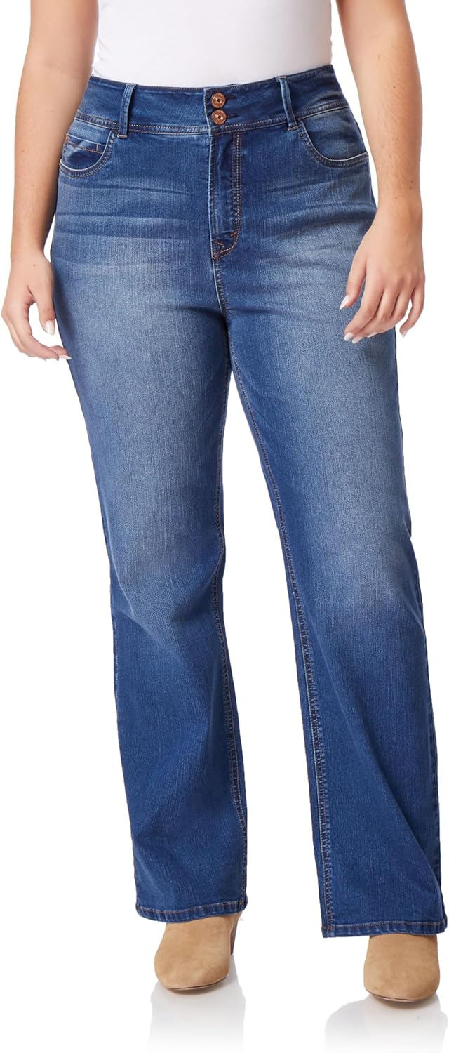 WallFlower Luscious Curvy Bootcut Jeans for Women, Mid-Rise Insta Stretch Denim, Size-Inclusive Juniors Jeans, Sizes 0 to 24