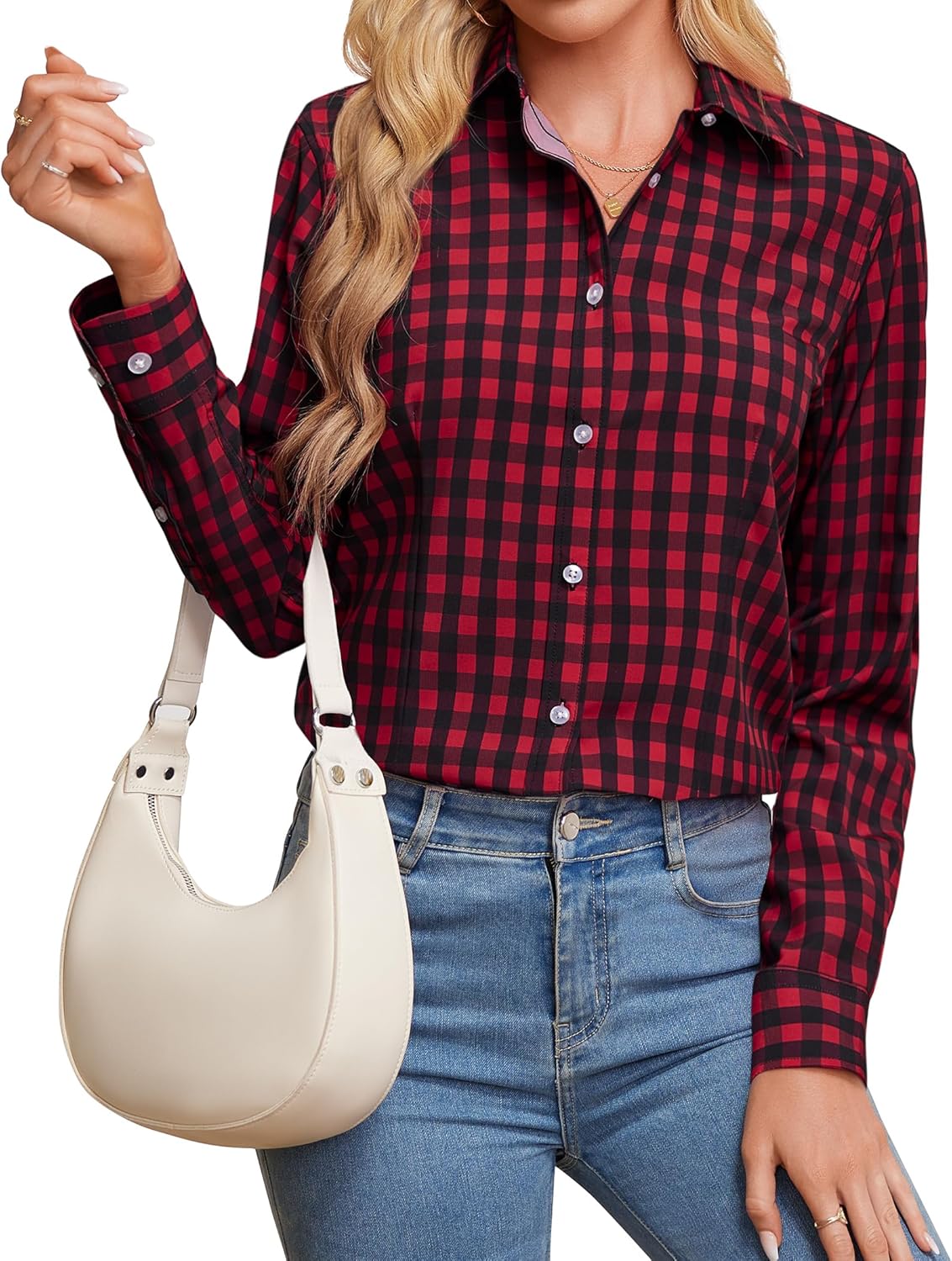 Button Down Shirts for Women Wrinkle Free Dress Shirt Classic Fit Long Sleeve Casual Business Blouse Work