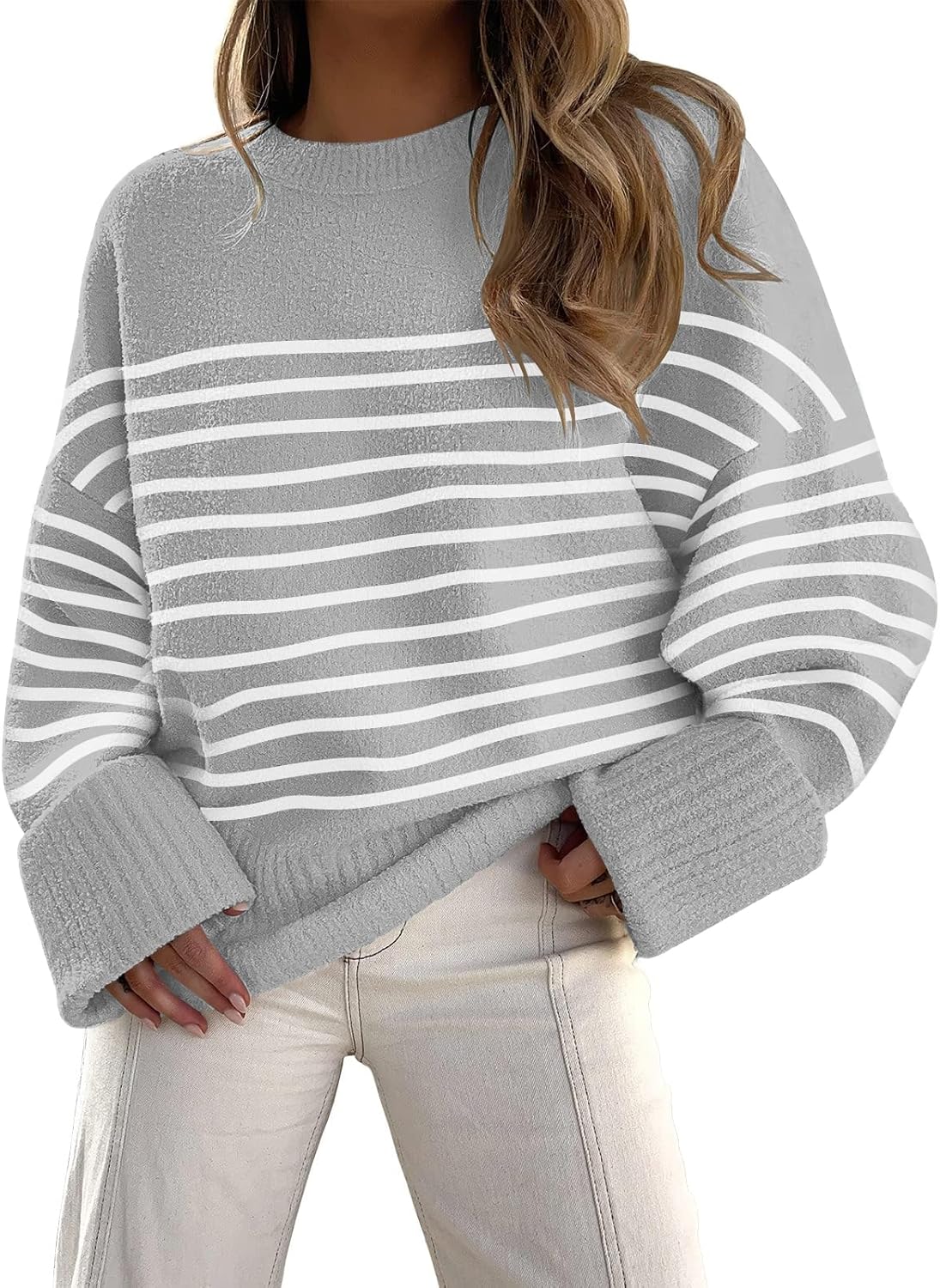 LILLUSORY Women's Oversized Sweaters Fuzzy Chunky Warm Pullover Sweater
