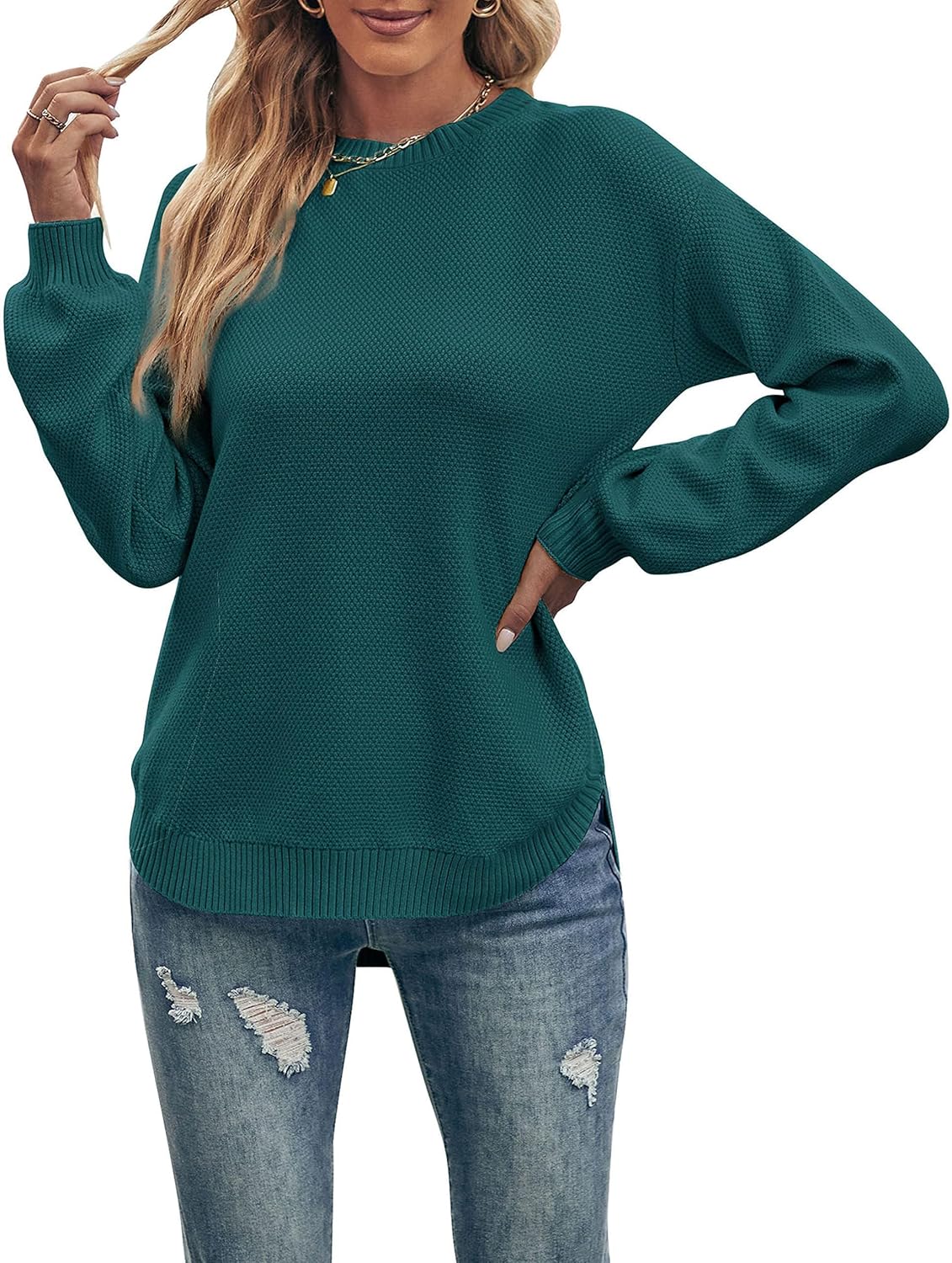 MEROKEETY Women's Fall Winter Sweaters Casual Loose Cozy Sweater Tops Pullover Jumper 2025 Fashion Outfits