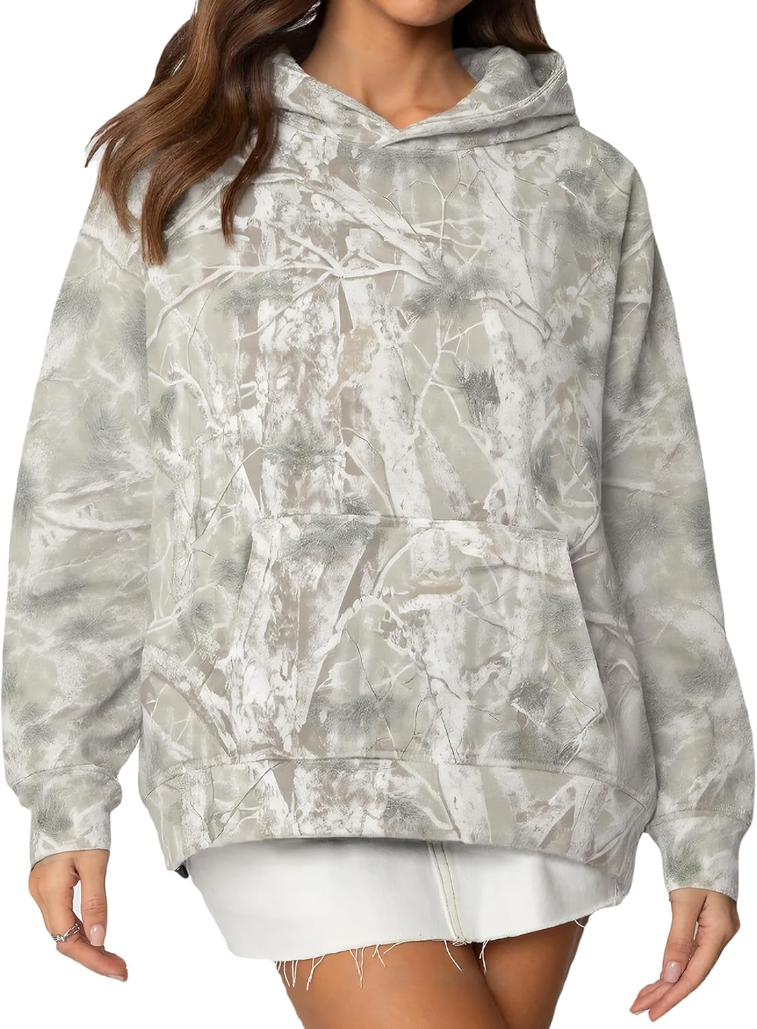 Camo Hoodie Womens Maple Leaf Fleece Hooded Sweatshirt Oversized Camouflage Hoodies For Women Trendy