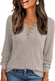 AUTOMET Long Sleeve Henley Shirts Women's Business Casual Lightweight Tunic Sweater Tops