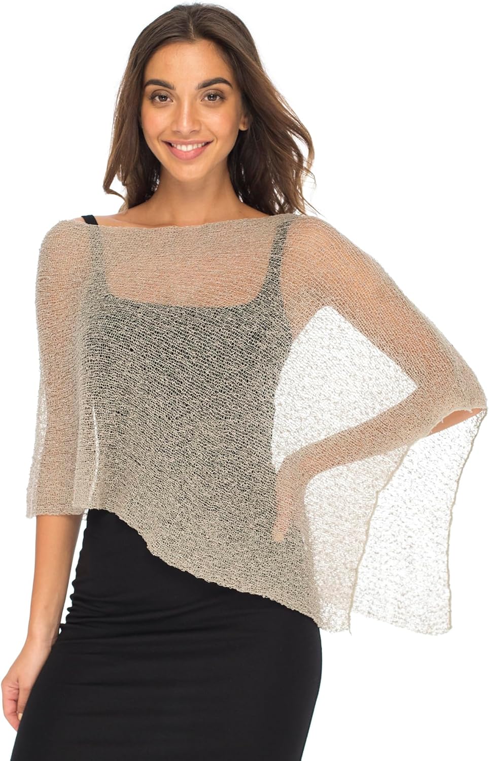 Back From Bali Womens Sheer Poncho Shrug Bolero, Lightweight Summer Shrug Pullover Sweater