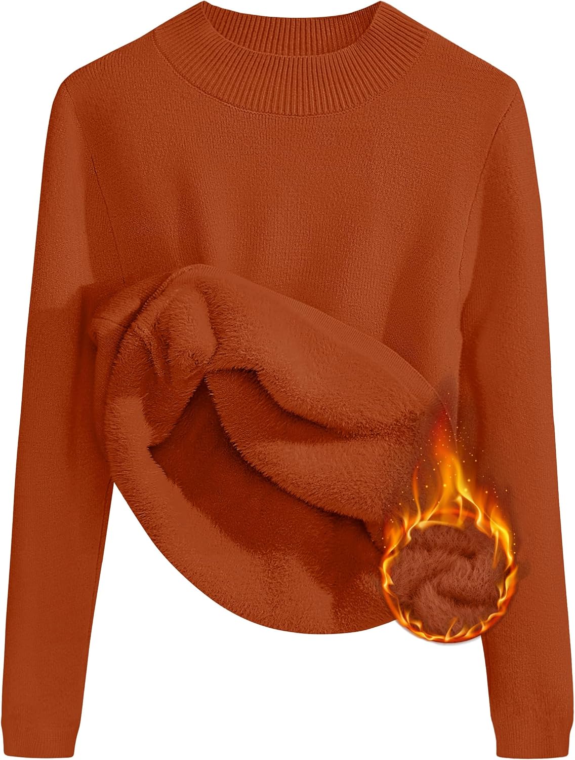 ZESICA Women's Fleece Sherpa Lined Sweater 2025 Winter Thermal Shirts Long Sleeve Mock Neck Slim Fitted Pullover Tops