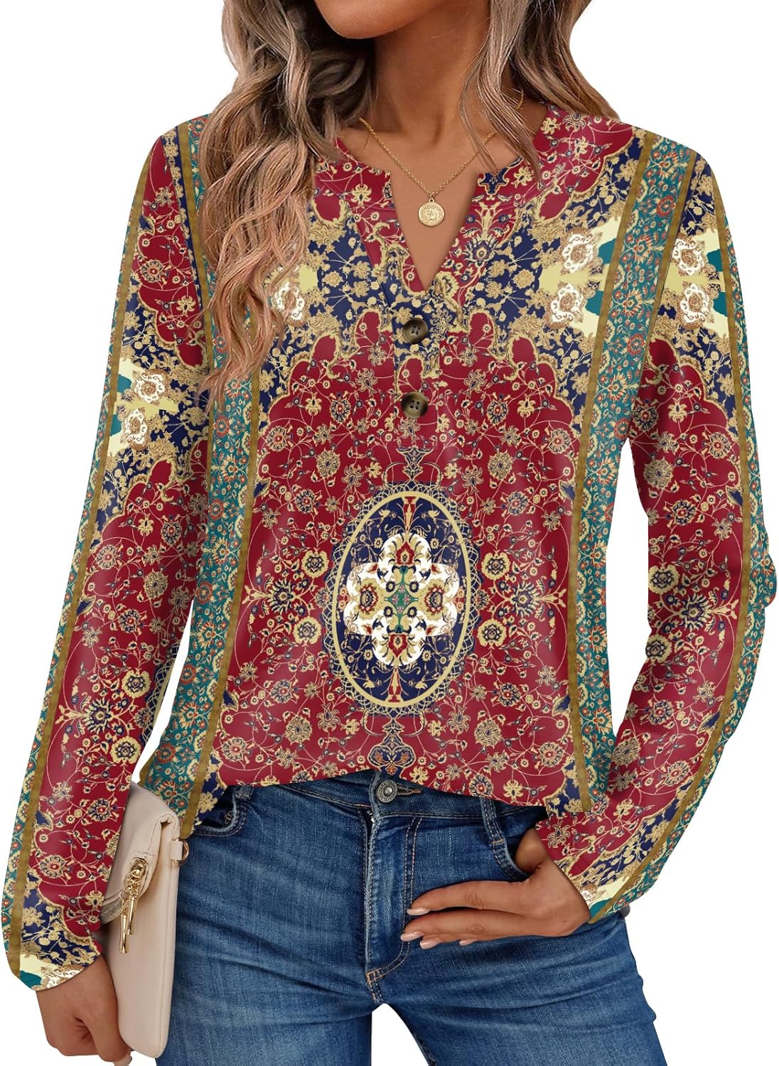 AUTOMET Women's Long Sleeve Shirts 2025 Fall Fashion Dressy Casual Tops Trendy Henley Blouses Cute Work Outfits Clothes