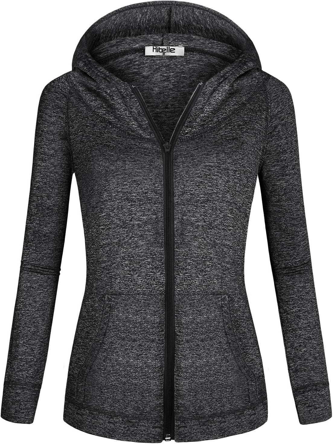 Hibelle Women's Full-Zip Fleece Lined Hoodie Sports Sweatshirts with Handy Pockets & Inside Pocket