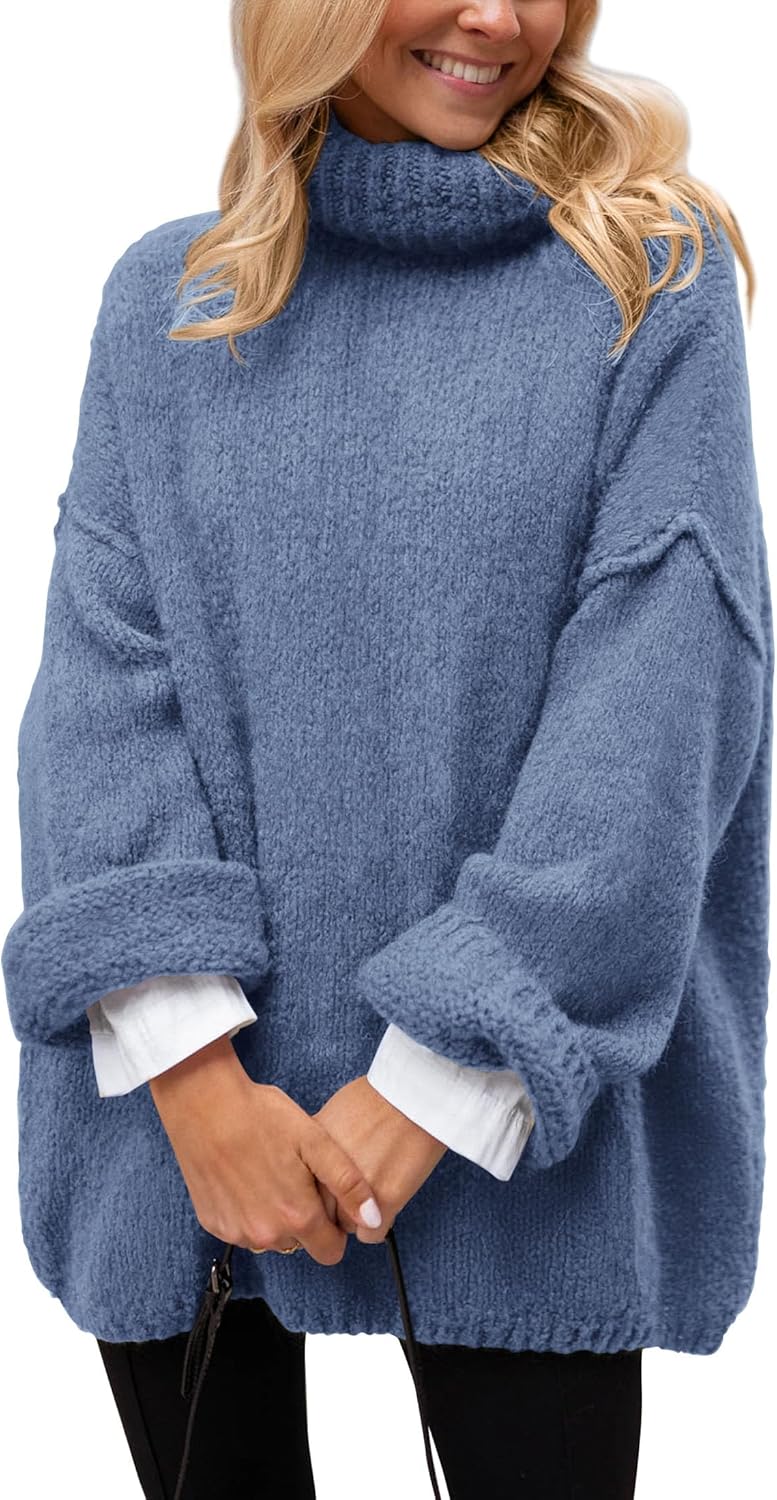 PRETTYGARDEN Oversized Sweaters for Women 2025 Chunky Turtleneck Sweater Fall Clothes Long Sleeve Tops Winter Clothing