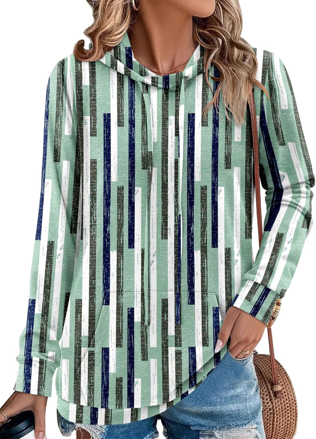 Angerella Hoodies for Women Camo Leopard Print Tops Pullover Hooded Sweatshirt Drawstring with Pocket