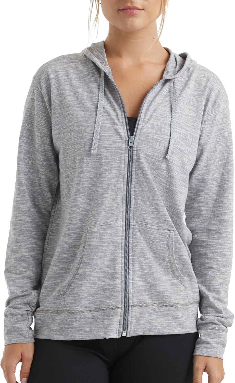 Hanes Women’s Slub Knit Full-Zip Hoodie, Textured Cotton Zip-Up T-Shirt Hoodie for Women
