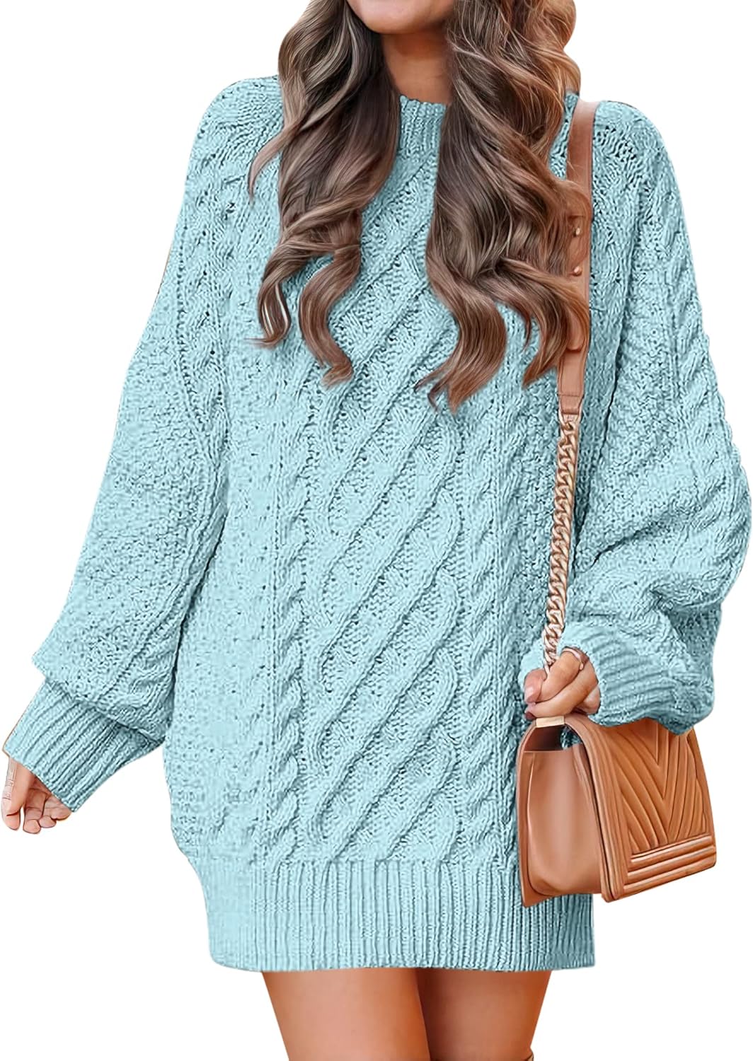 ANRABESS Womens Sweater Dress Oversized Cable Knit Chunky Long Sleeve Short Dresses 2025 Fall Outfits Vacation Winter Clothes