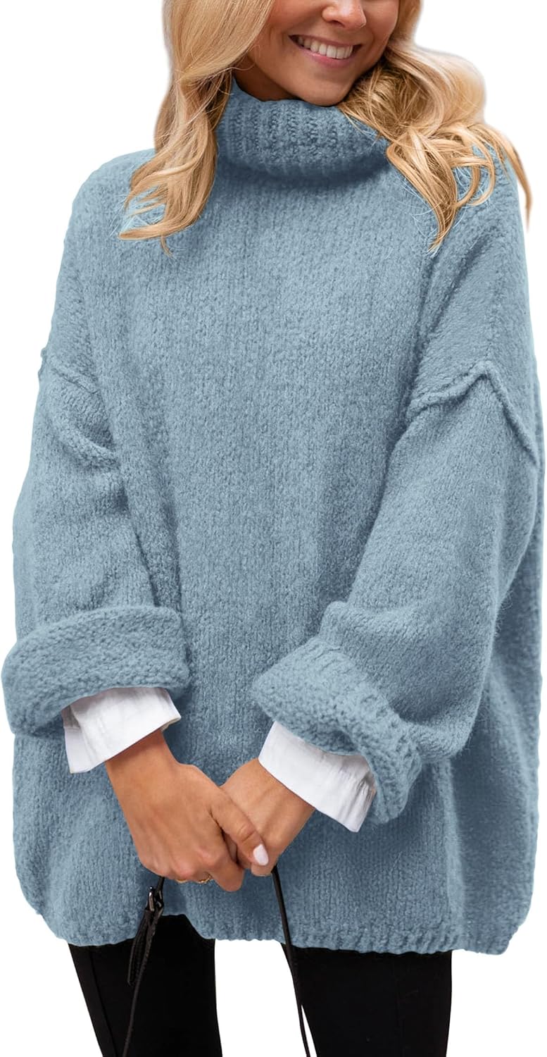 PRETTYGARDEN Oversized Sweaters for Women 2025 Chunky Turtleneck Sweater Fall Clothes Long Sleeve Tops Winter Clothing