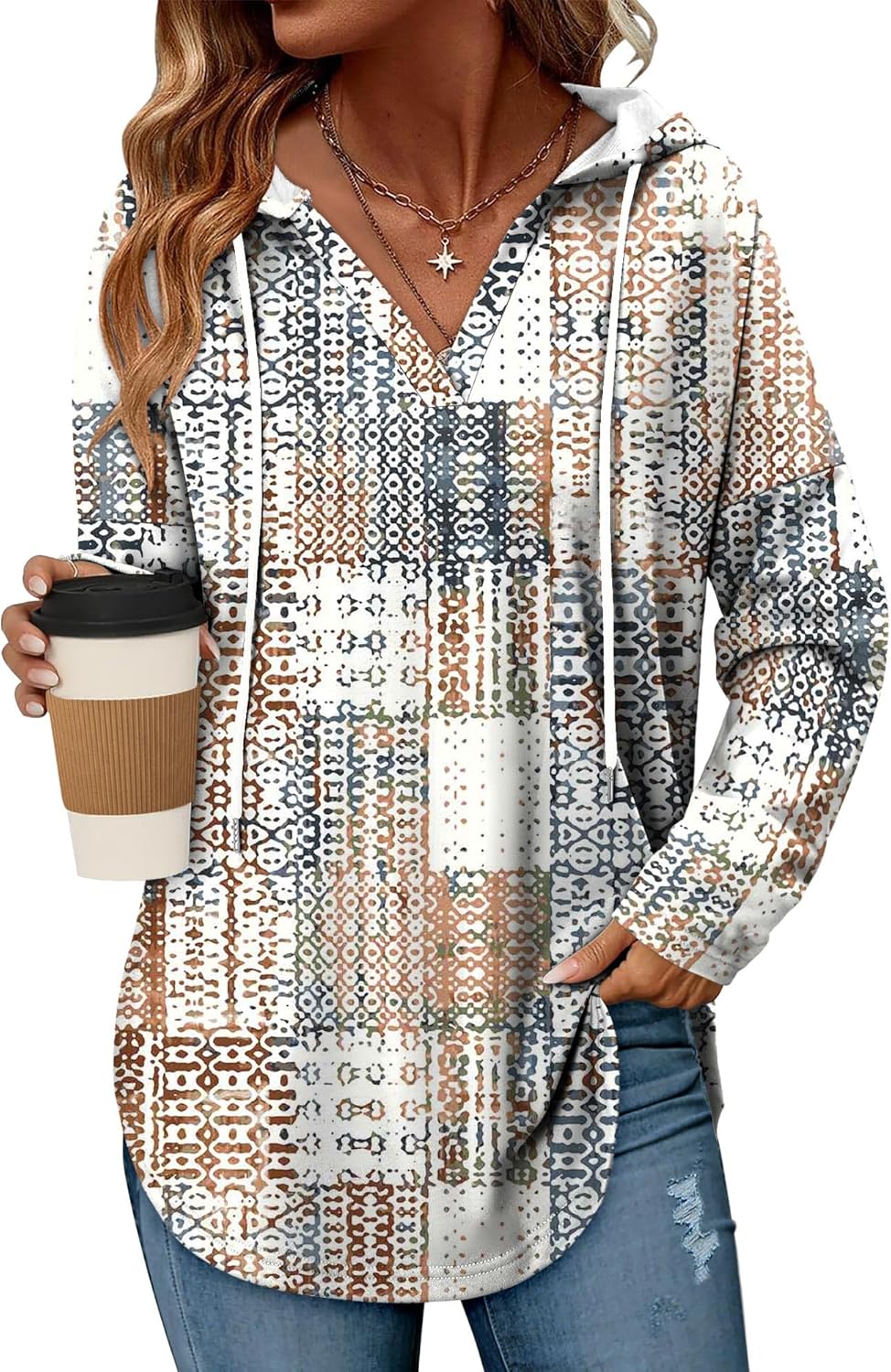 Angerella Womens Fashion Hoodies Pullover Oversized Sweatshirt Long SLeeve Drawstring Hooded Fall Shirts Loose Fit