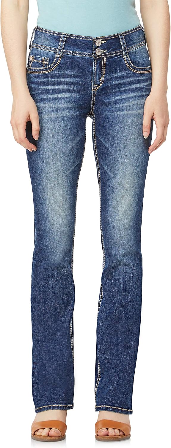 WallFlower Luscious Curvy Bootcut Jeans for Women, Mid-Rise Insta Stretch Denim, Size-Inclusive Juniors Jeans, Sizes 0 to 24