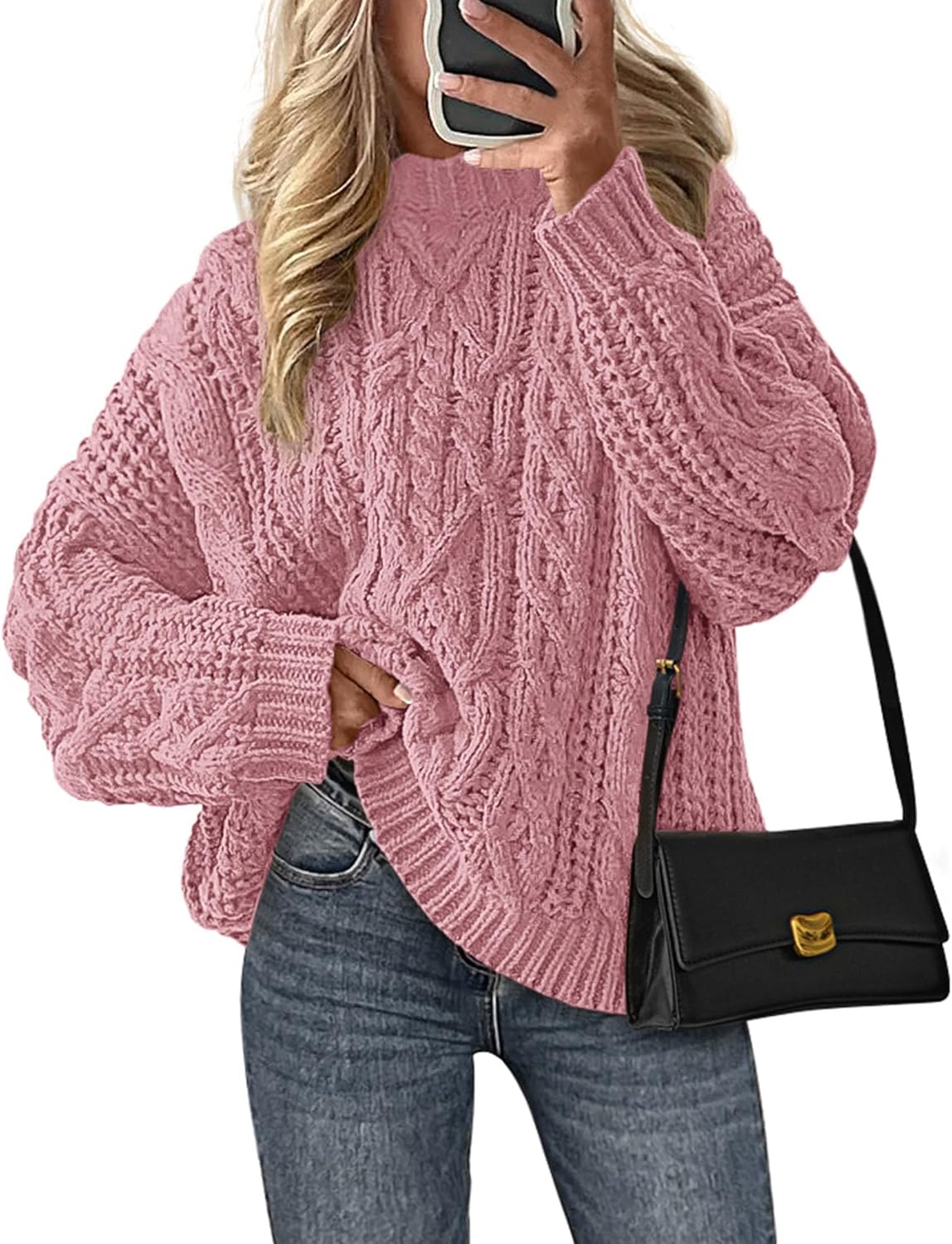 PRETTYGARDEN Women's Oversized Fall Sweaters 2025 Casual Long Sleeve Crewneck Chunky Cable Knit Pullover Tops Winter Clothes