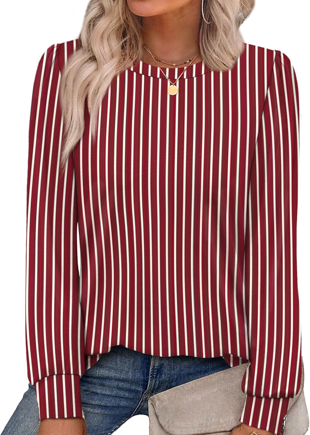 Alaroo Womens Long Sleeve Shirts 2025 Fall Tunic Tops Crewneck Blouses Print