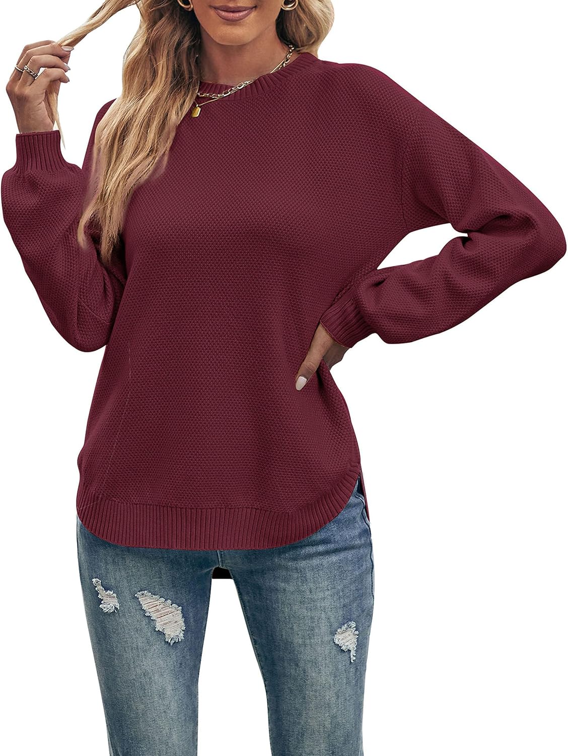 MEROKEETY Women's Fall Winter Sweaters Casual Loose Cozy Sweater Tops Pullover Jumper 2025 Fashion Outfits