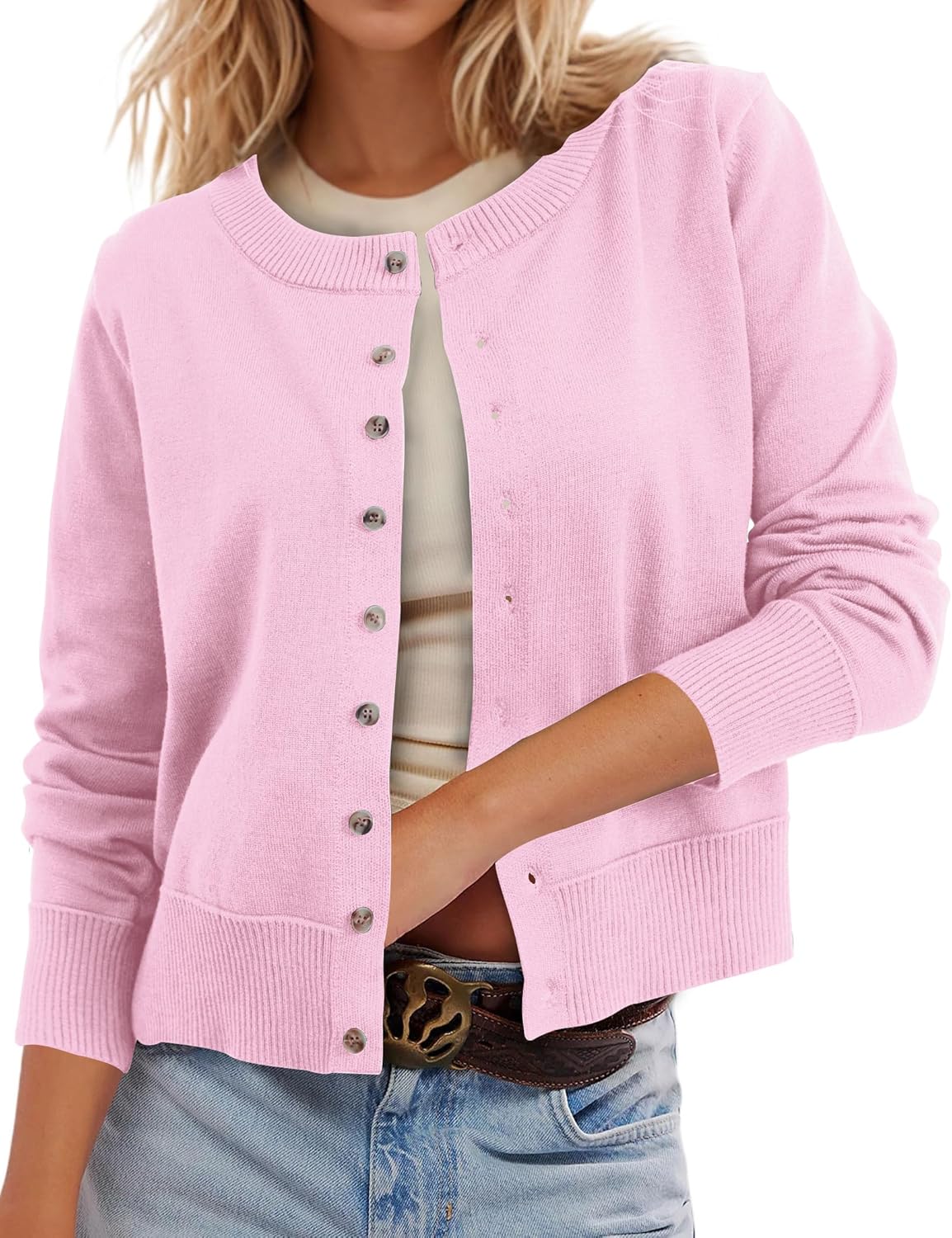 Leopard Cardigan Open Front Button Up Sweaters for Women Long Sleeve Shrug Cheetah Print Top Cropped Cardigan Jackets