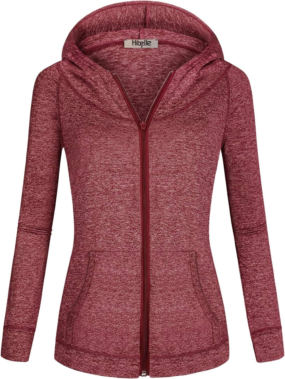 Hibelle Women's Full-Zip Fleece Lined Hoodie Sports Sweatshirts with Handy Pockets & Inside Pocket