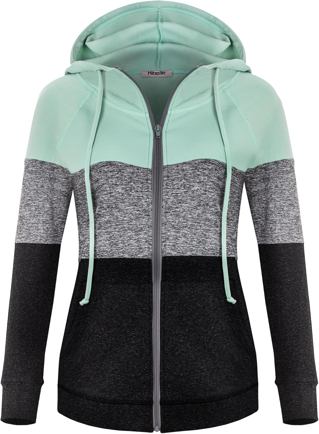 Hibelle Women's Full-Zip Fleece Lined Hoodie Sports Sweatshirts with Handy Pockets & Inside Pocket