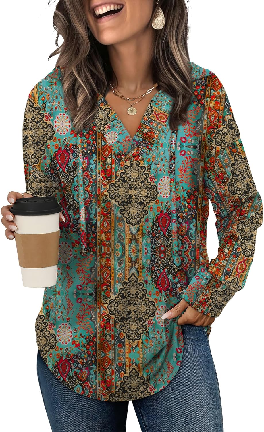 Sampeel Hoodies for Women Trendy Fall Fashion 2025 V Neck Oversized Sweatshirt Plus Size Tops Clothes