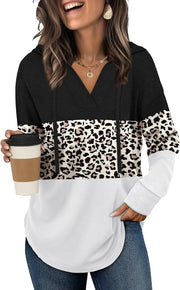 Sampeel Hoodies for Women Trendy Fall Fashion 2025 V Neck Oversized Sweatshirt Plus Size Tops Clothes