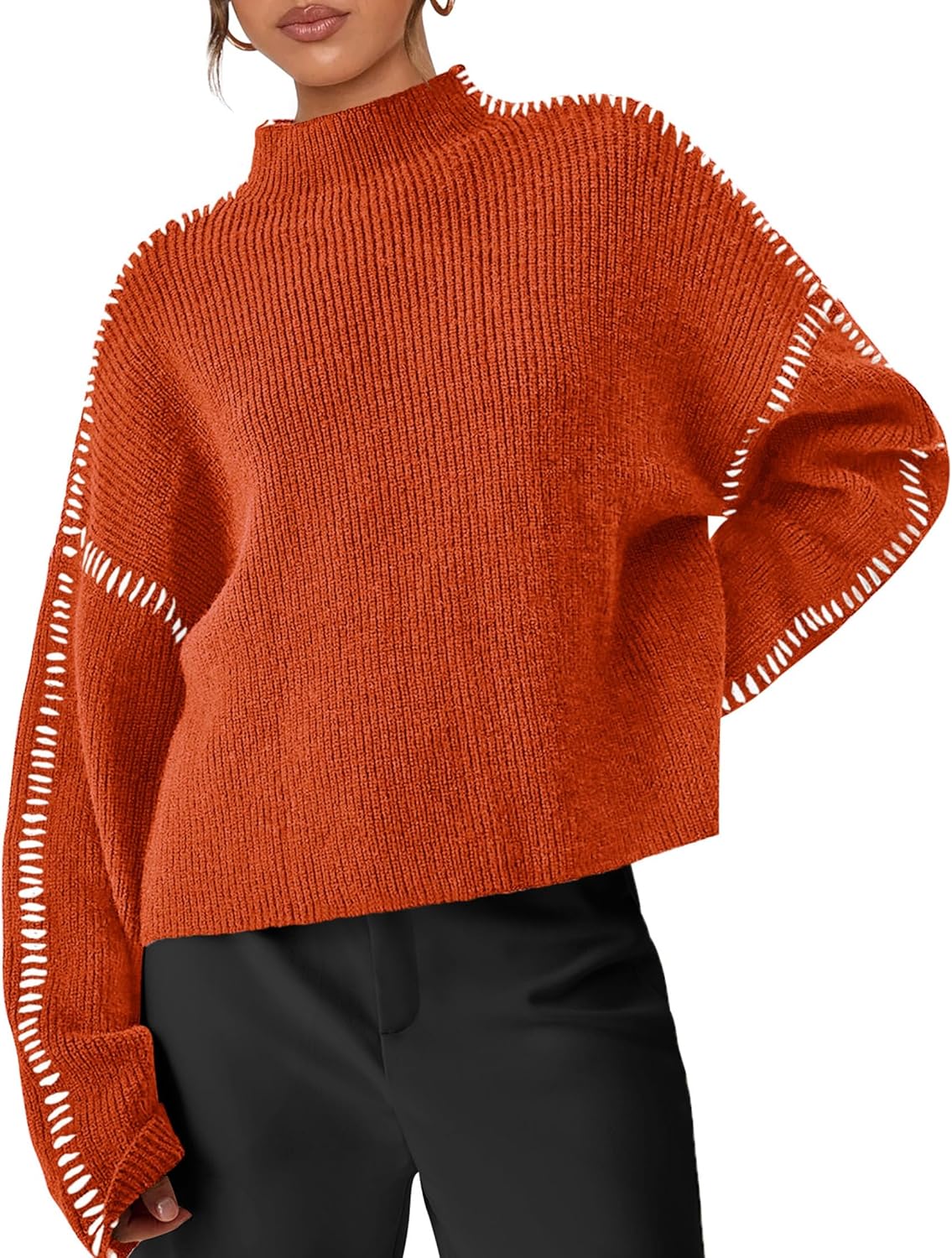 PRETTYGARDEN Women's Chunky Knit Sweaters 2025 Fall Long Sleeve Mock Neck Oversized Pullover Tops Winter Fashion Clothes