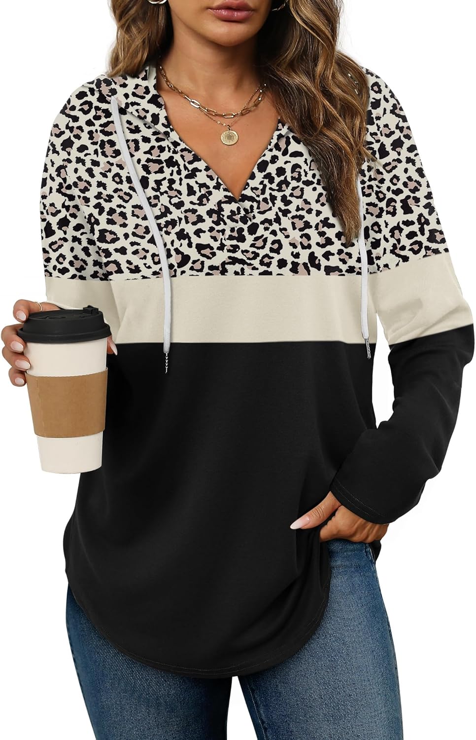 Bofell Womens Fashion Tops Hoodies for Women Pullover Oversized Sweatshirts Long SLeeve Shirts Loose Fit