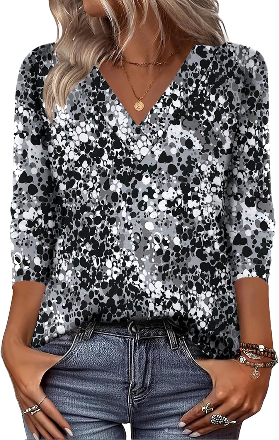 Zeagoo Women Long Sleeve Tops Dressy Casual V Neck Tshirts Basics Tee 2025 Fall Trendy Clothes S-2XL