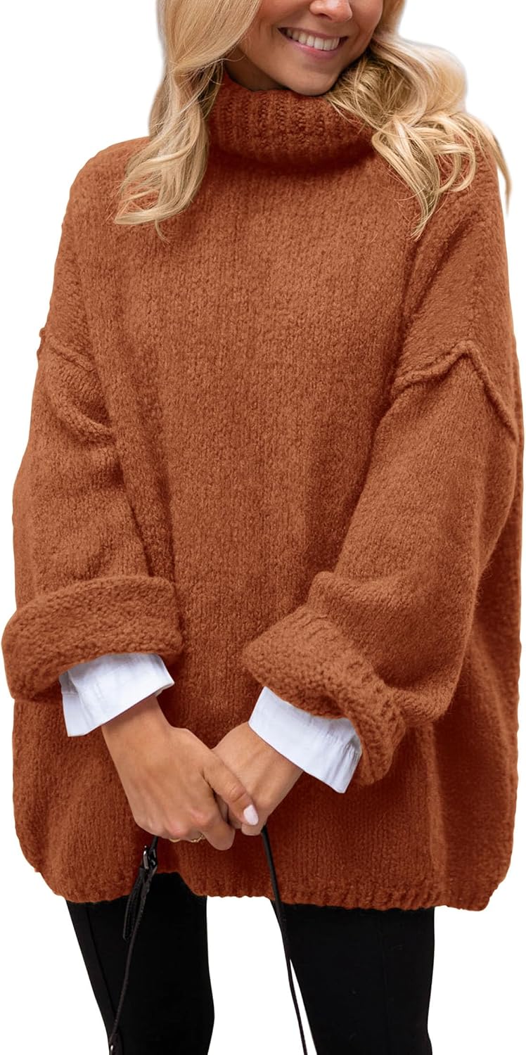 PRETTYGARDEN Oversized Sweaters for Women 2025 Chunky Turtleneck Sweater Fall Clothes Long Sleeve Tops Winter Clothing
