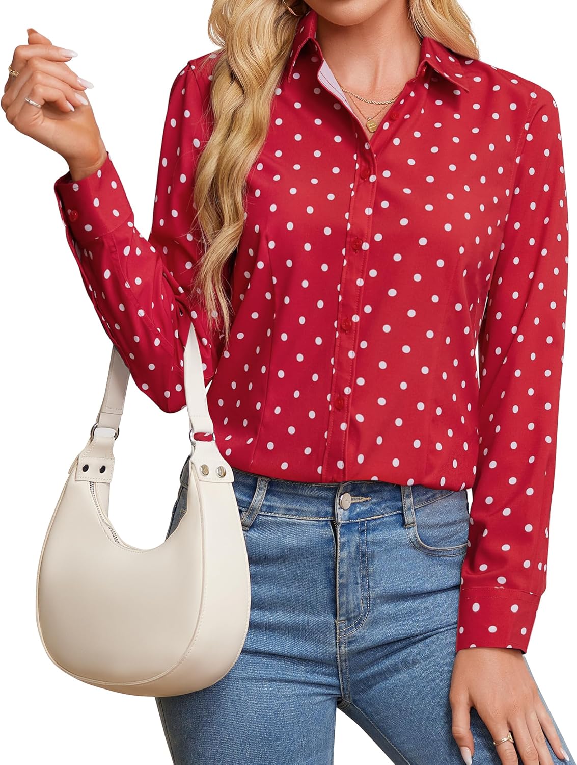 Button Down Shirts for Women Wrinkle Free Dress Shirt Classic Fit Long Sleeve Casual Business Blouse Work