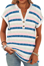 ANRABESS Womens Short Sleeve Henley Tops V Neck Dressy Casual Blouses Summer Trendy Tee Shirts 2025 Vacation Fashion Clothes