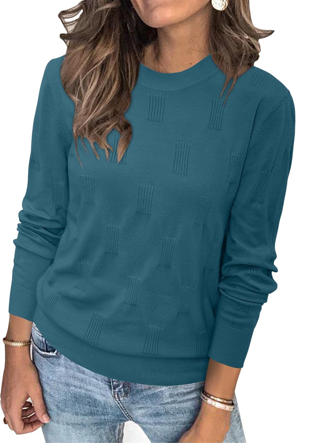 Arach&Cloz Women's Soft Knit Sweater Fall Dressy Casual Pullover Tops