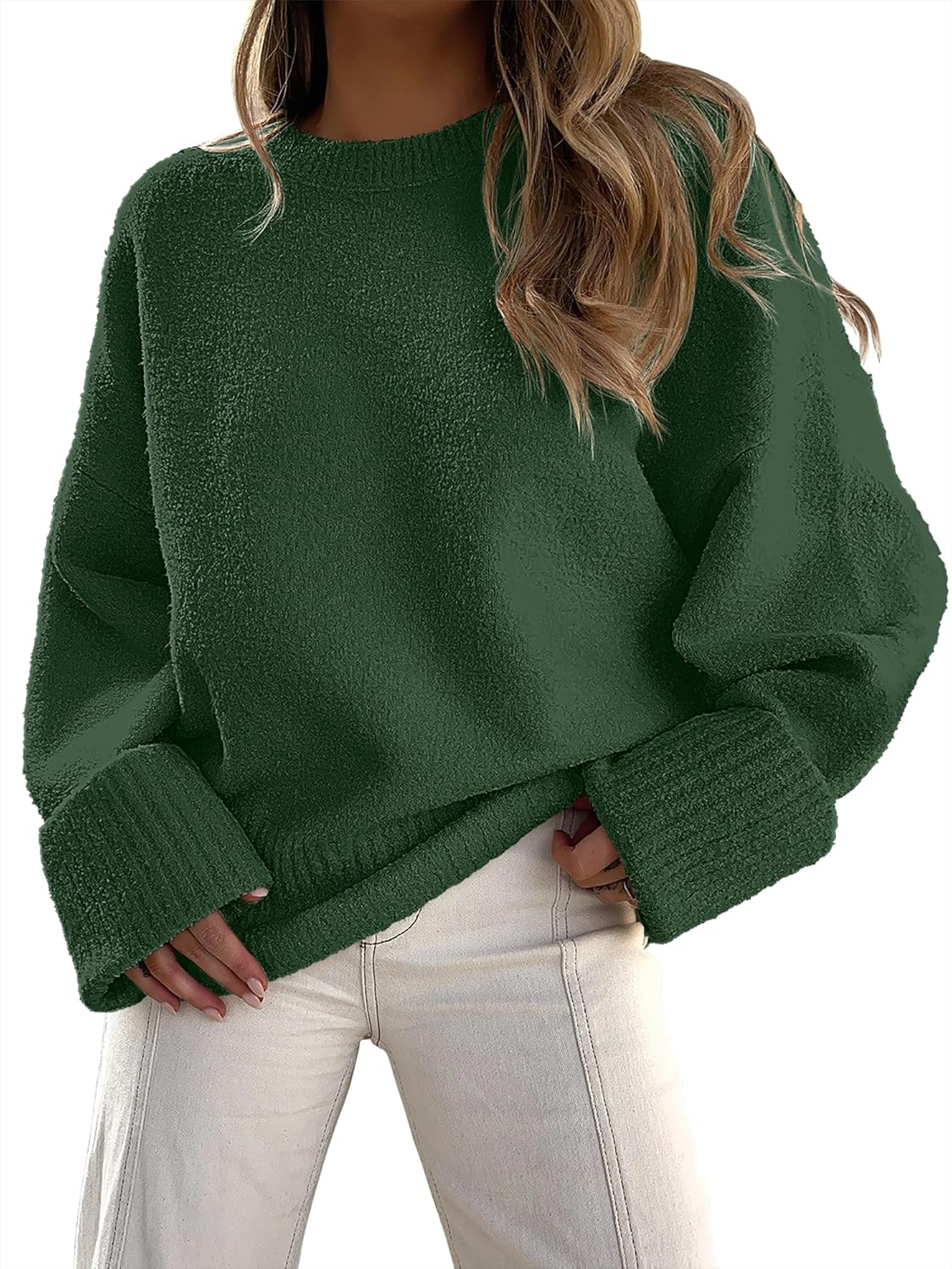 ANRABESS Women's Oversized Sweaters 2025 Long Sleeve Fuzzy Knit Casual Chunky Pullover Sweater Fall Outfits Clothes