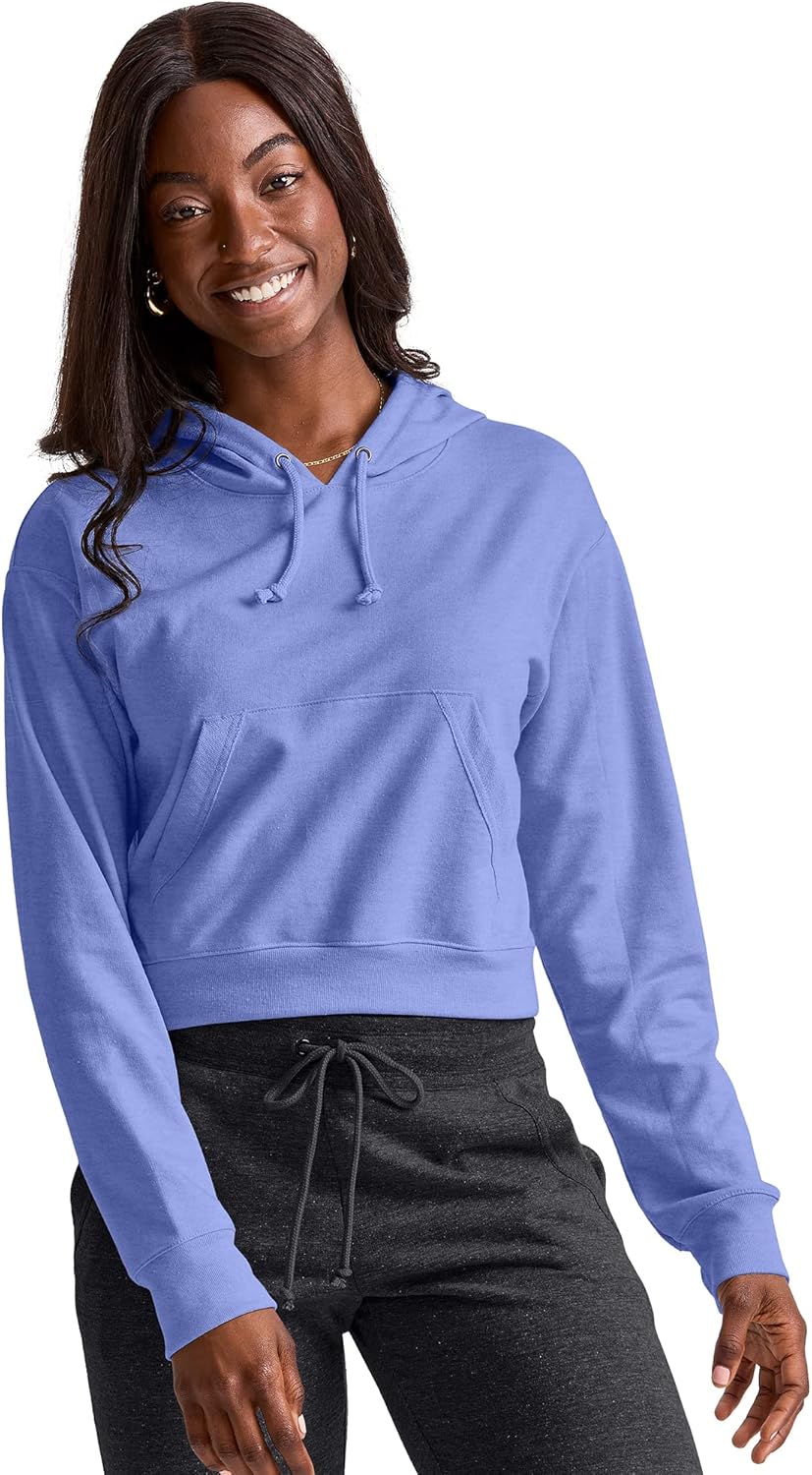 Hanes Women's Originals French Terry Cropped Hoodie, Pullover Hooded Sweatshirt