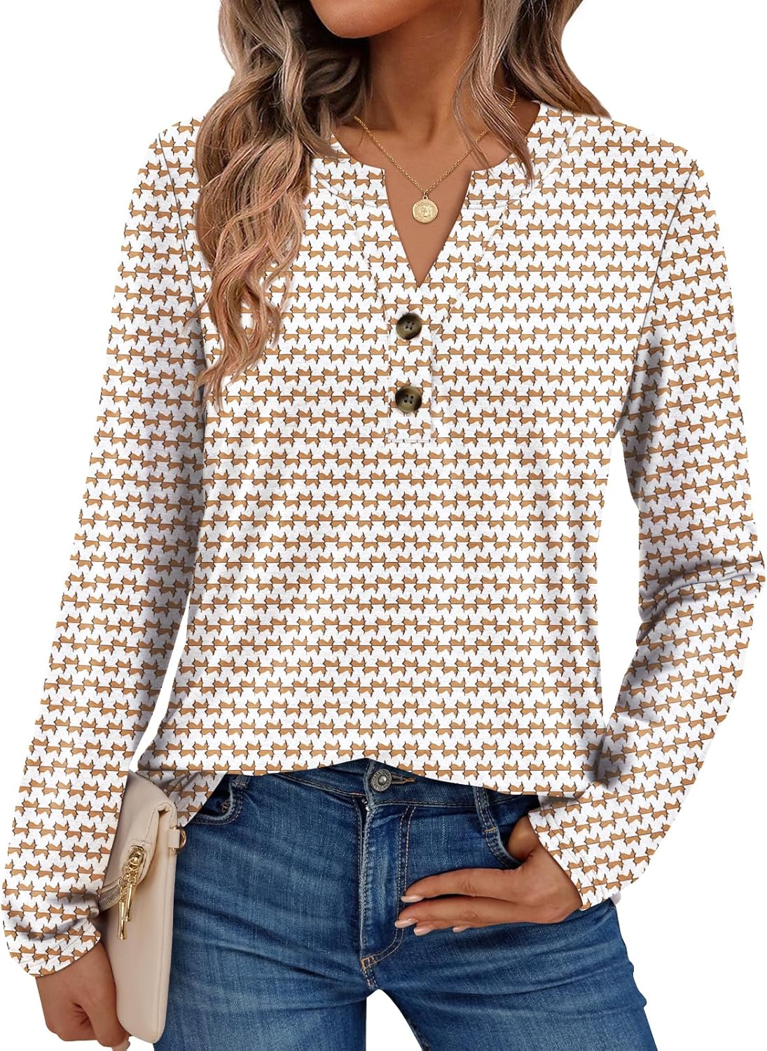 AUTOMET Women's Long Sleeve Shirts 2025 Fall Fashion Dressy Casual Tops Trendy Henley Blouses Cute Work Outfits Clothes