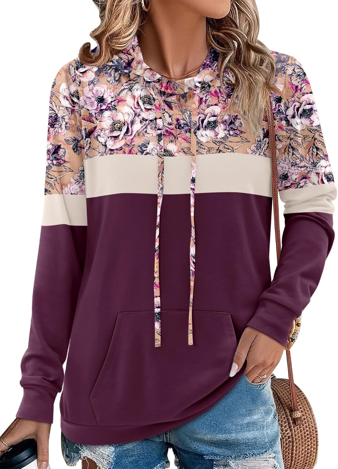 Angerella Hoodies for Women Camo Leopard Print Tops Pullover Hooded Sweatshirt Drawstring with Pocket