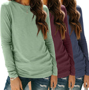 SUNBS Womens 3 Packs Long Sleeve Shirts Loose Fit Fall Tops Fashion Clothes 2025 Basic Workout Tees School Teacher Outfits