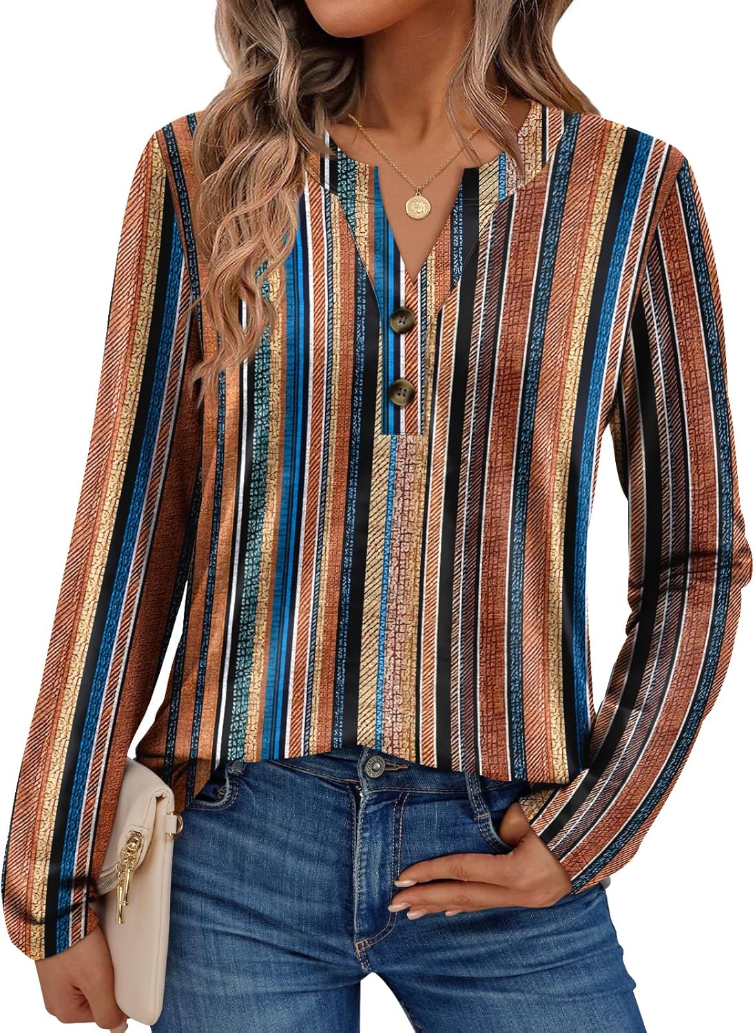 AUTOMET Women's Long Sleeve Shirts 2025 Fall Fashion Dressy Casual Tops Trendy Henley Blouses Cute Work Outfits Clothes