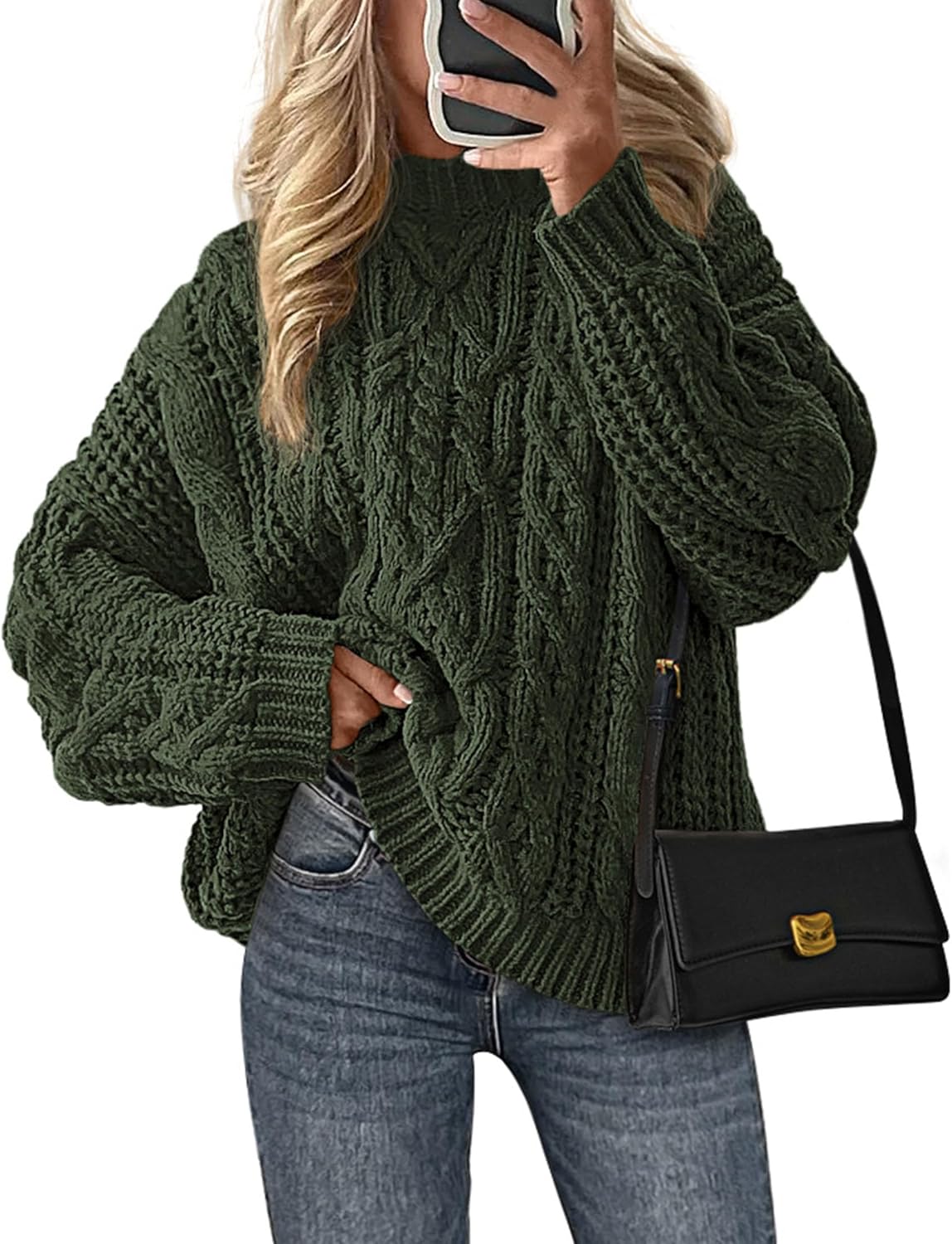 PRETTYGARDEN Women's Oversized Fall Sweaters 2025 Casual Long Sleeve Crewneck Chunky Cable Knit Pullover Tops Winter Clothes