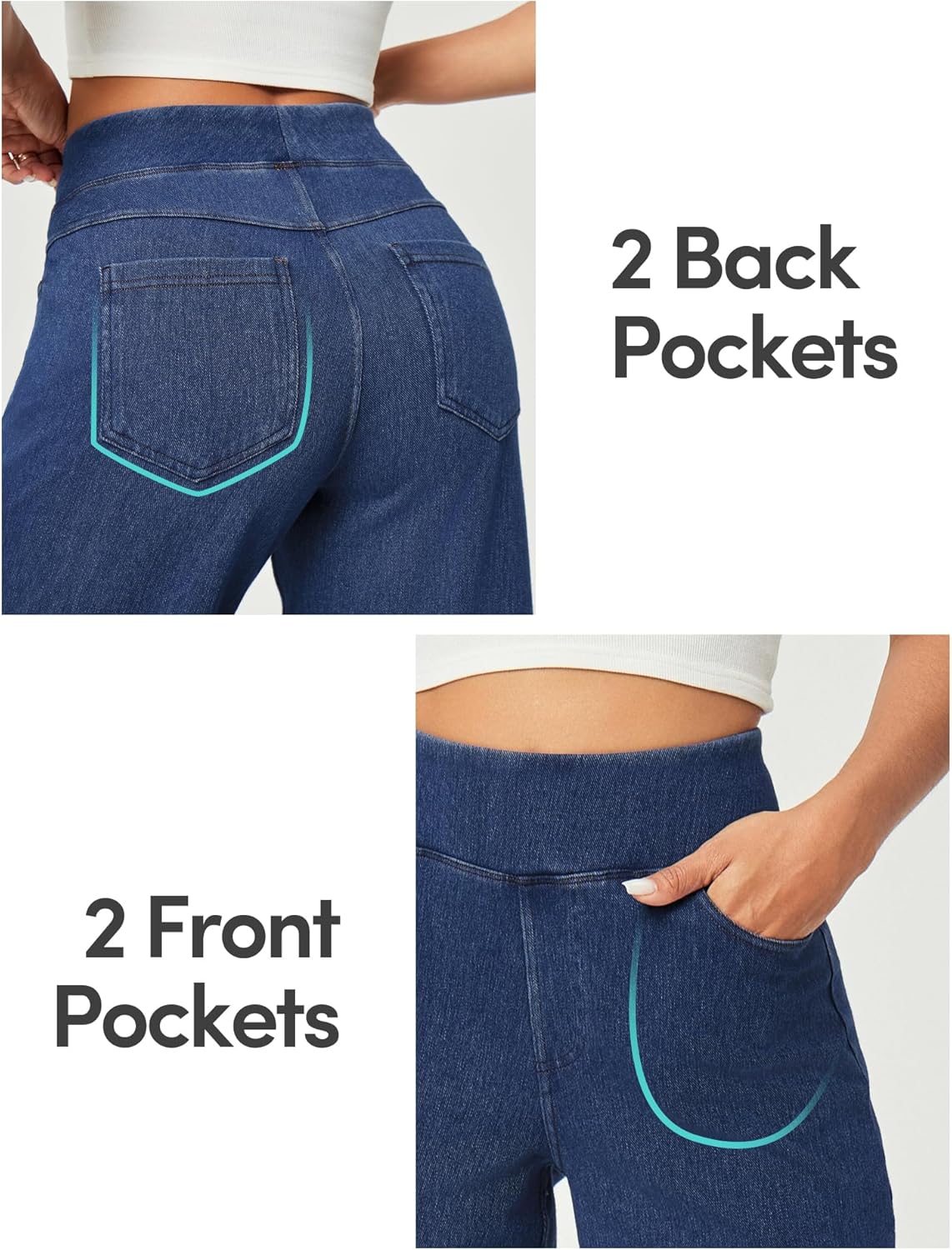 IUGA Wide Leg Jeans Woman High Waisted Pull On Baggy Jeans for Women Stretchy Trendy Womens Jean Straight Casual Denim Pants