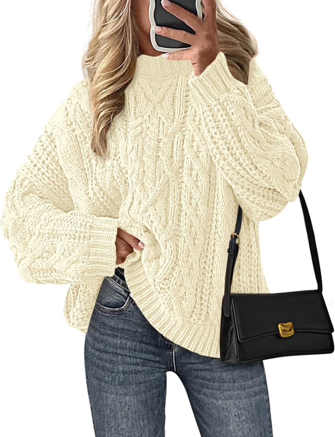 PRETTYGARDEN Women's Oversized Fall Sweaters 2025 Casual Long Sleeve Crewneck Chunky Cable Knit Pullover Tops Winter Clothes