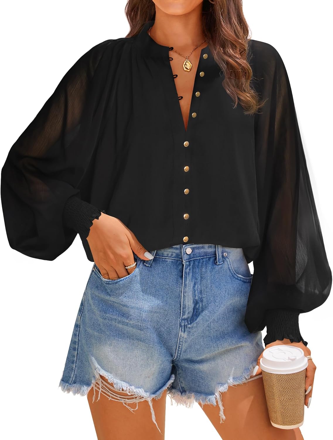 ZESICA Women's Floral Print Blouse 2025 Long Sleeve Button Down Casual Fall Boho Oversized Tops Shirts