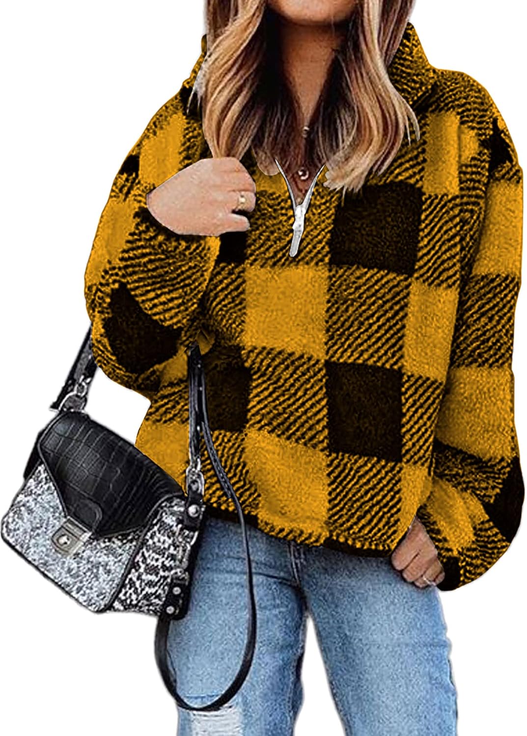 BTFBM Womens Sweatshirt Sherpa Quarter Zip Pullover Fall Winter 2025 Long Sleeve Fleece Sweaters Hoodies Sweatshirts