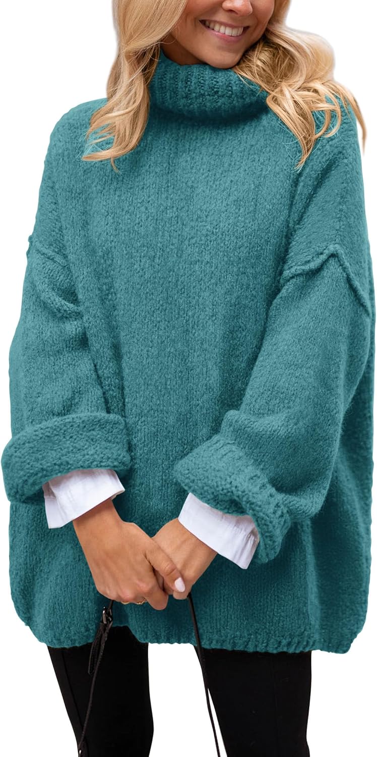 PRETTYGARDEN Oversized Sweaters for Women 2025 Chunky Turtleneck Sweater Fall Clothes Long Sleeve Tops Winter Clothing