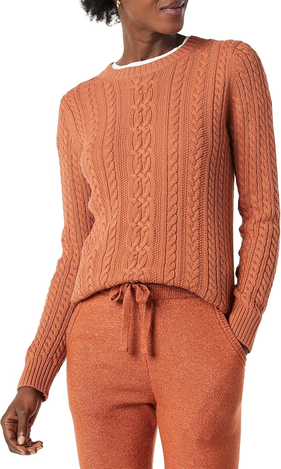 Amazon Essentials womens Soft Fisherman Cable Long-Sleeve Crewneck Sweater (Available in Plus Size)