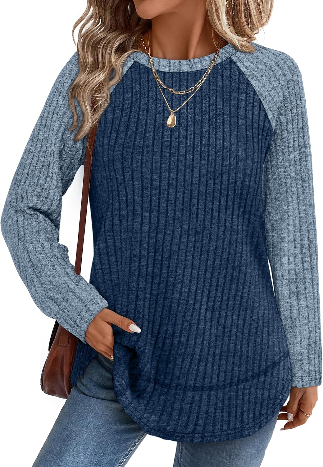 WIHOLL Long Sleeve Shirts for Women Fall Sweaters 2025 Lightweight Casual Tunic Tops Loose Fit Winter Clothing S-2XL