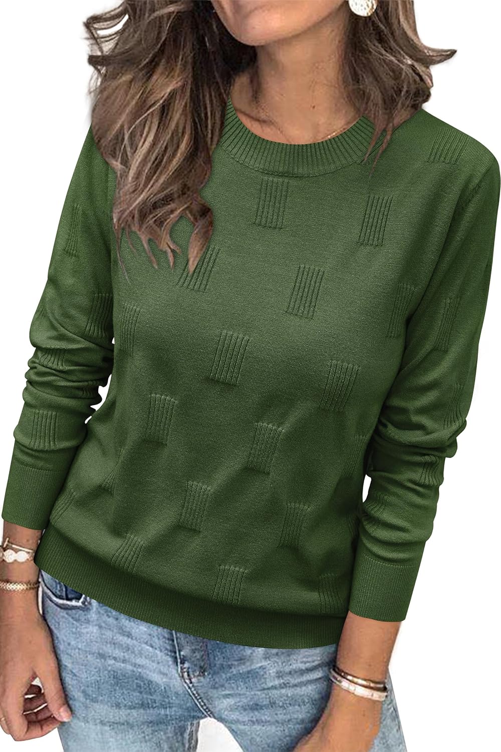 Arach&Cloz Women's Soft Knit Sweater Fall Dressy Casual Pullover Tops