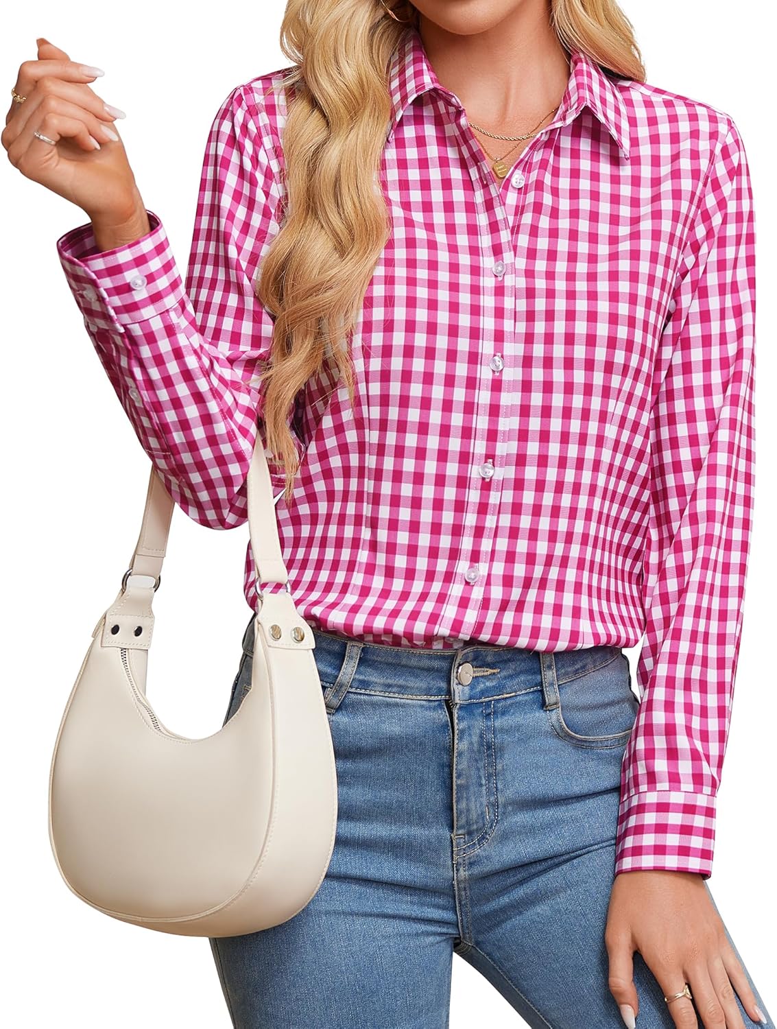 Button Down Shirts for Women Wrinkle Free Dress Shirt Classic Fit Long Sleeve Casual Business Blouse Work