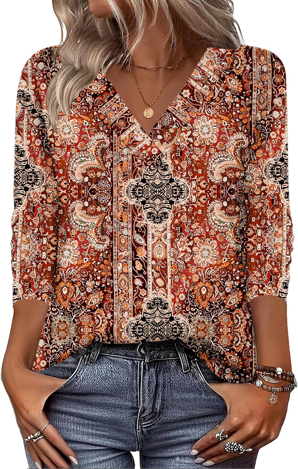 Zeagoo Women Long Sleeve Tops Dressy Casual V Neck Tshirts Basics Tee 2025 Fall Trendy Clothes S-2XL