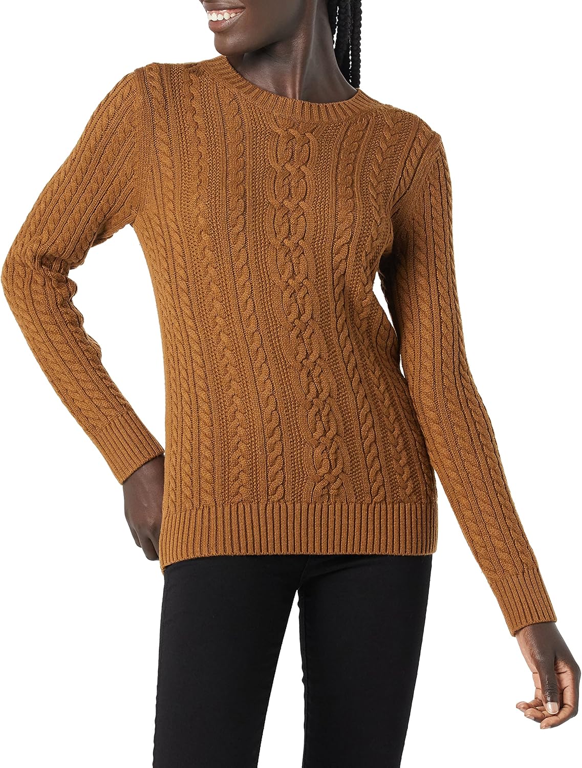 Amazon Essentials womens Soft Fisherman Cable Long-Sleeve Crewneck Sweater (Available in Plus Size)